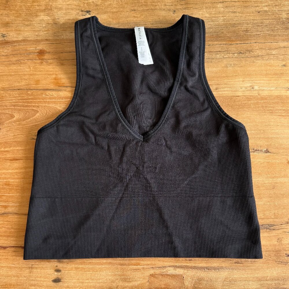 Athleta Aurora Seamless Crop Rib Tank (S / Black)